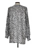 Side Stitch 100% Rayon Animal Print Silver Long Sleeve Blouse Size L - photo 2