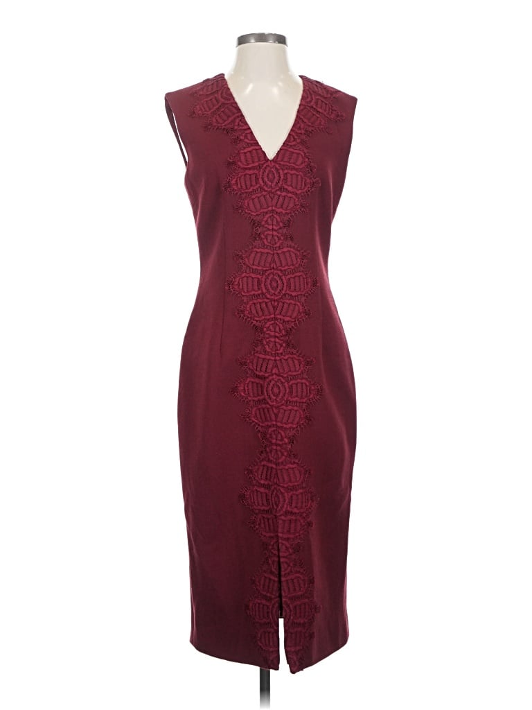 Pre-owned Lela Rose Cocktail Dress In Burgundy