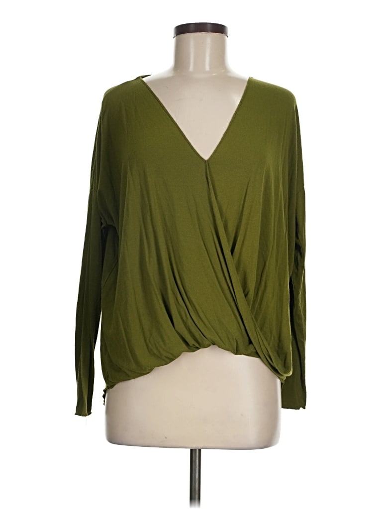 Pre-owned Double Zero Long Sleeve Blouse In Green