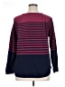 Indigo 100% Cotton Stripes Burgundy Blue Pullover Sweater Size XL - photo 2