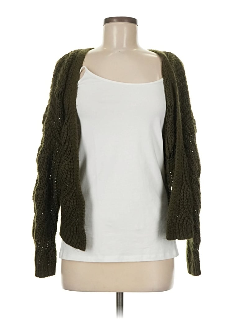 Pre-owned Pink Rose Cardigan Sweater In Green