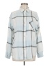 Just Polly Plaid Blue Long Sleeve Blouse Size M - photo 1