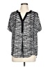 Roz & Ali 100% Polyester Stripes Black Short Sleeve Blouse Size L - photo 1