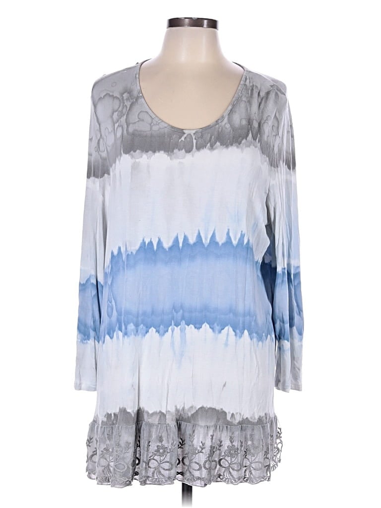 Pre-owned Ali Miles 3/4 Sleeve Top Gray V Neck Tops