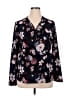 CATHERINE Catherine Malandrino 100% Polyester Floral Black Long Sleeve Blouse Size XL - photo 1