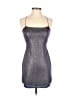 Glare 100% Polyester Metallic Silver Blue Cocktail Dress Size S - photo 1