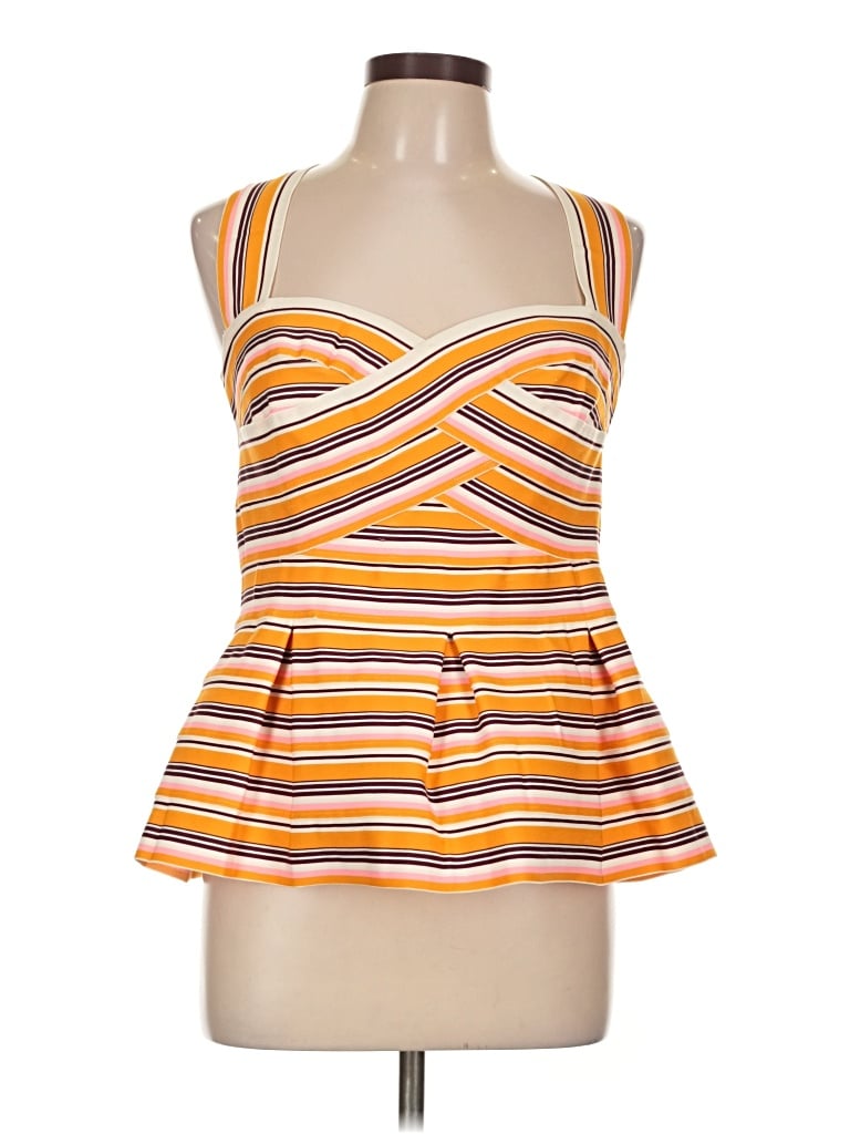 Pre-owned Hd In Paris Sleeveless Top Orange Plunge Neckline Tops