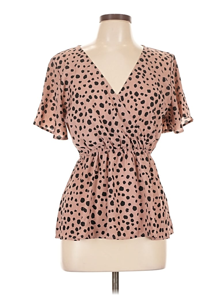 Pre-owned Shein Short Sleeve Blouse In Brown