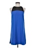 Parker 100% Silk Color Block Blue Casual Dress Size XS - photo 1