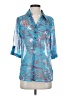 Rory Beca 100% Polyester Floral Blue 3/4 Sleeve Blouse Size S - photo 1