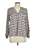 NY Collection Chevron-herringbone Ivory Long Sleeve Blouse Size L - photo 1