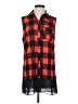 Gianni Bini Plaid Red Sleeveless Button-Down Shirt Size S - photo 1