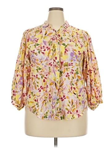 LC Lauren Conrad 3/4 Sleeve Button-Down Shirt (view 1)
