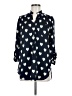 Pixley 100% Polyester Hearts Blue Long Sleeve Blouse Size M - photo 1