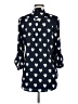 Pixley 100% Polyester Hearts Blue Long Sleeve Blouse Size M - photo 2