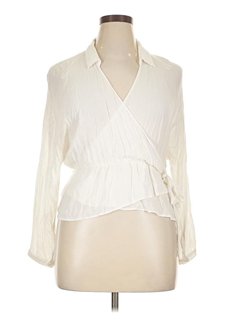 Pre-owned Zara Long Sleeve Blouse In White