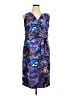 Le Bos 100% Polyester Print Blue Cocktail Dress Size 14W - photo 1