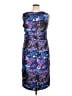 Le Bos 100% Polyester Print Blue Cocktail Dress Size 14W - photo 2