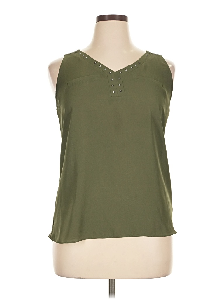 Pre-owned Fortune + Ivy Sleeveless Blouse In Green