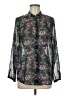 Zara Basic Floral Black Purple Long Sleeve Blouse Size M - photo 1