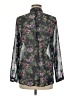Zara Basic Floral Black Purple Long Sleeve Blouse Size M - photo 2