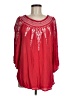 Terre Bleue 100% Rayon Red 3/4 Sleeve Blouse Size M - photo 1