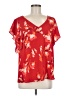 H By Halston Red Short Sleeve Blouse Size M - photo 1