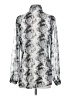 CAbi 100% Polyester Animal Print Silver Long Sleeve Blouse Size S - photo 2
