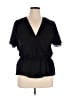 Blush 100% Polyester Black Short Sleeve Blouse Size 3X - photo 1
