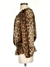 MICHAEL Michael Kors 100% Polyester Animal Print Brown Long Sleeve Blouse Size S - photo 5