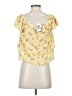 SELF E 100% Rayon Yellow Short Sleeve Blouse Size XS - photo 2