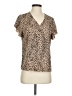 Shein 100% Polyester Animal Print Tan Short Sleeve Blouse Size 4 - photo 1