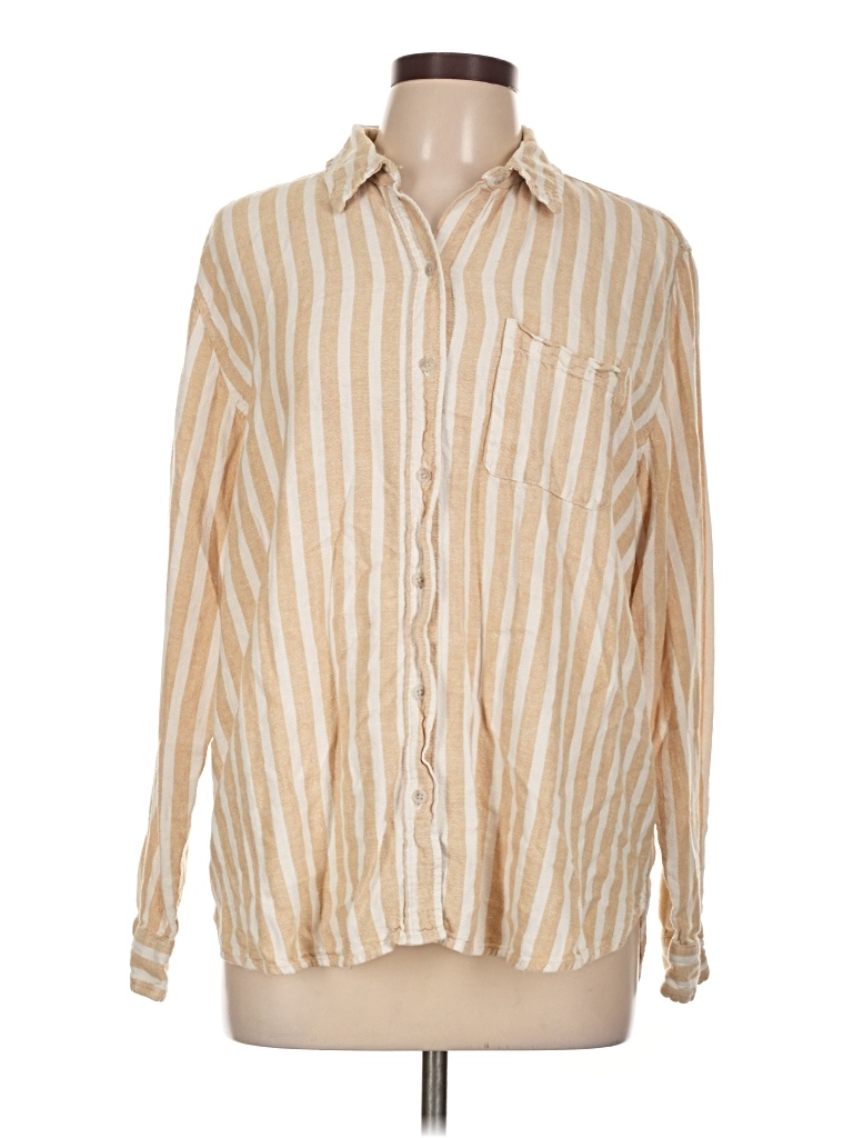 Pre-owned Universal Thread Long Sleeve Button Down Shirt In Brown