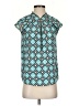 MICHAEL Michael Kors 100% Polyester Argyle Teal Short Sleeve Blouse Size XS - photo 1