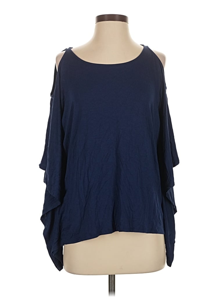 Pre-owned Ella Moss 3/4 Sleeve Top Blue Cold Shoulder Neckline Tops