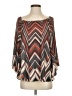 Chico's Chevron-herringbone Brown 3/4 Sleeve Blouse Size S - photo 1