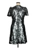Ann Taylor 100% Polyester Metallic Silver Cocktail Dress Size 14 - photo 2