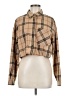 Shein Plaid Tan Long Sleeve Blouse Size 8 - photo 1