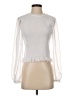 Laundry by Shelli Segal Solid White Silver Long Sleeve Blouse Size S - photo 1