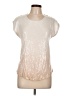 Crosby 100% Rayon Metallic Ivory Short Sleeve Blouse Size L - photo 1