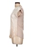Crosby 100% Rayon Metallic Ivory Short Sleeve Blouse Size L - photo 5