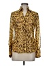 A Line 100% Polyester Animal Print Gold Long Sleeve Blouse Size 6 - photo 1