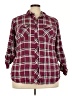 Torrid 100% Rayon Plaid Burgundy 3/4 Sleeve Button-Down Shirt Size 3X Plus (3) - photo 1