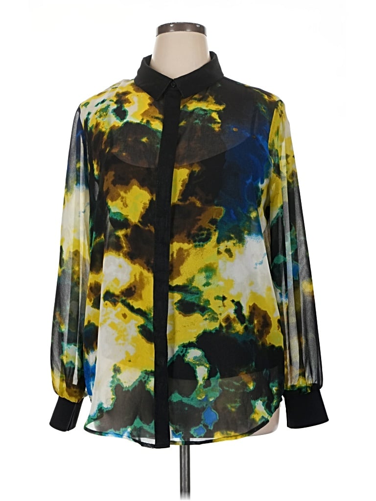 Pre-owned Dkny Long Sleeve Blouse In Green