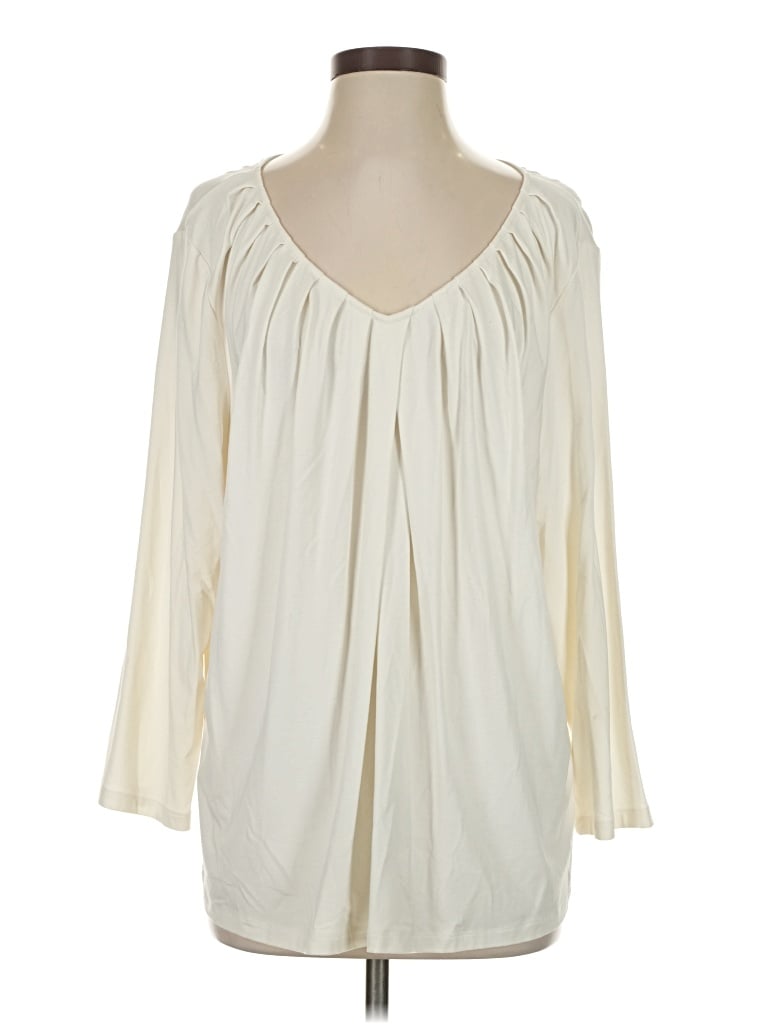 Pre-owned Doncaster Collection 3/4 Sleeve T-shirt In Ivory