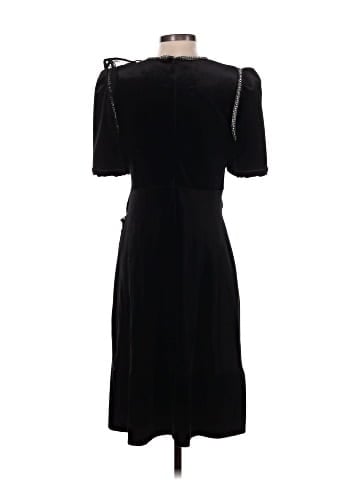 Self-Portrait Black Velvet Embellished Ruffle Detail Midi Dress (view 2)