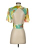 Shoedazzle 100% Polyester Graphic Tropical Green Short Sleeve Blouse Size XS - photo 2
