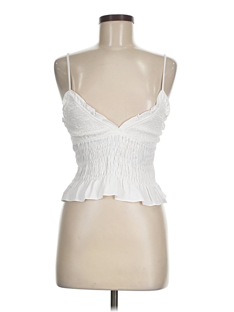 Zara Sleeveless Top White Sweetheart Neckline Tops