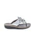 Clarks 100% Leather Silver White Wedges Size 6 - photo 1
