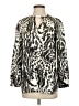 Black Label by Chico's 100% Polyester Animal Print Silver Long Sleeve Blouse Size XS (00) - photo 1
